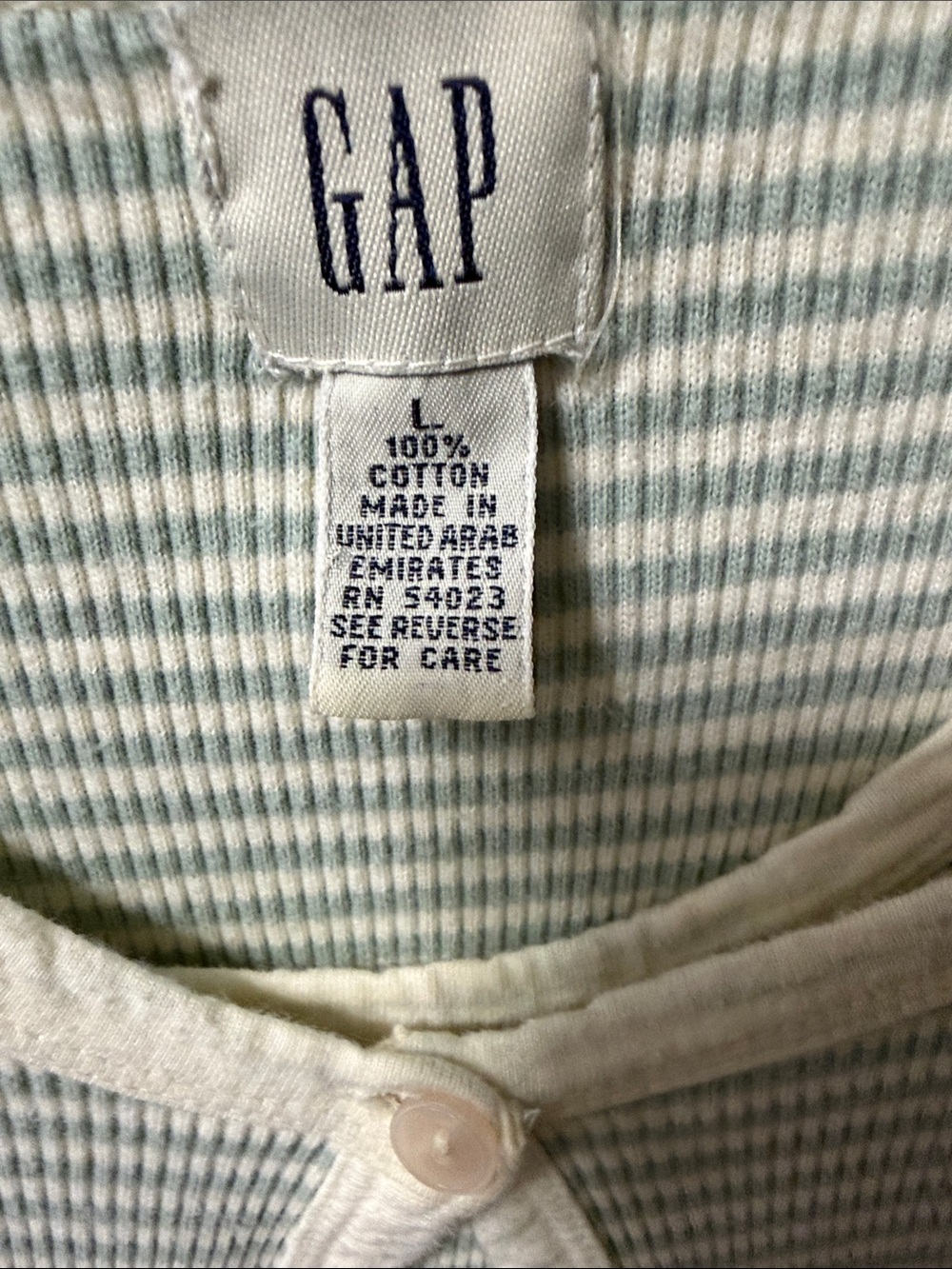 GAP narrow ribbed cotton sweater set in sage/ cream L - Picture 2 of 3